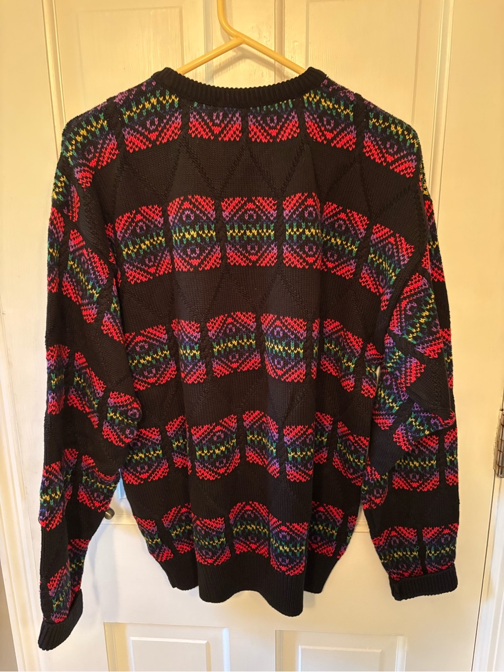 Claiborne Black Crewneck Sweater with Rainbow Skull Motif